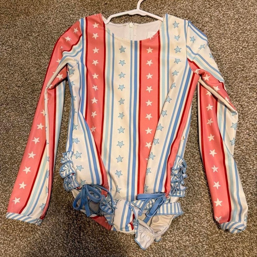 Sweet Honey red, white and blue ruffled swimsuit size 5 years